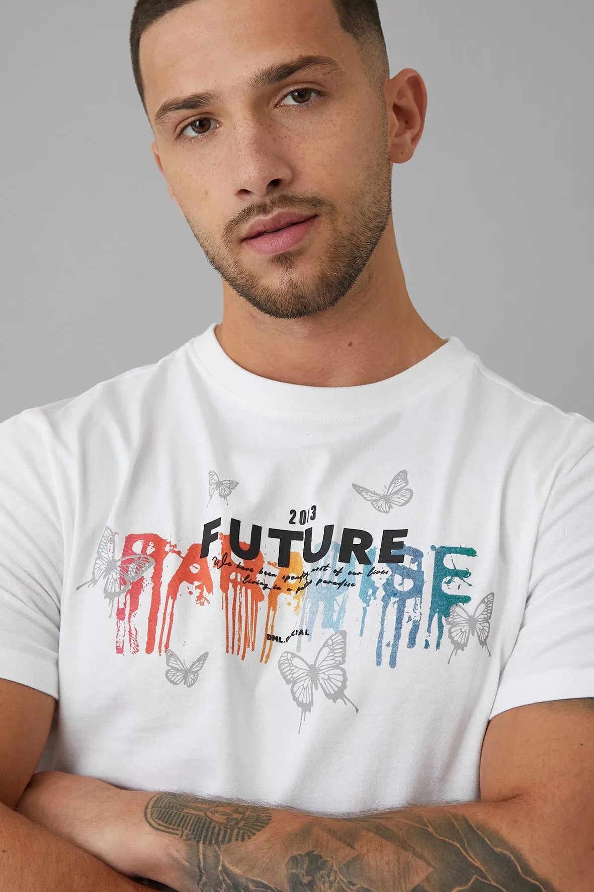 Future Printed crew neck t-shirt in Optic White