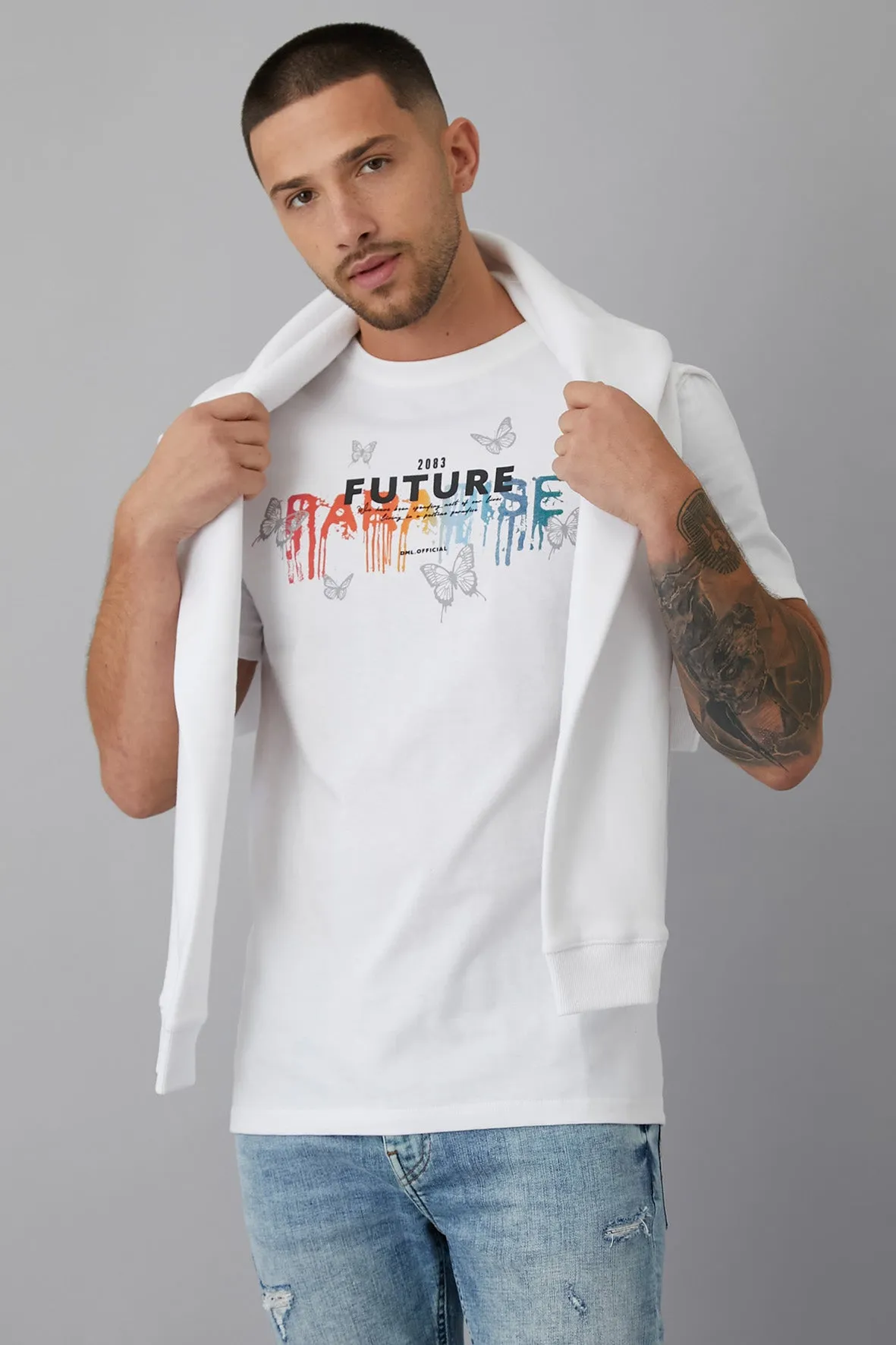 Future Printed crew neck t-shirt in Optic White