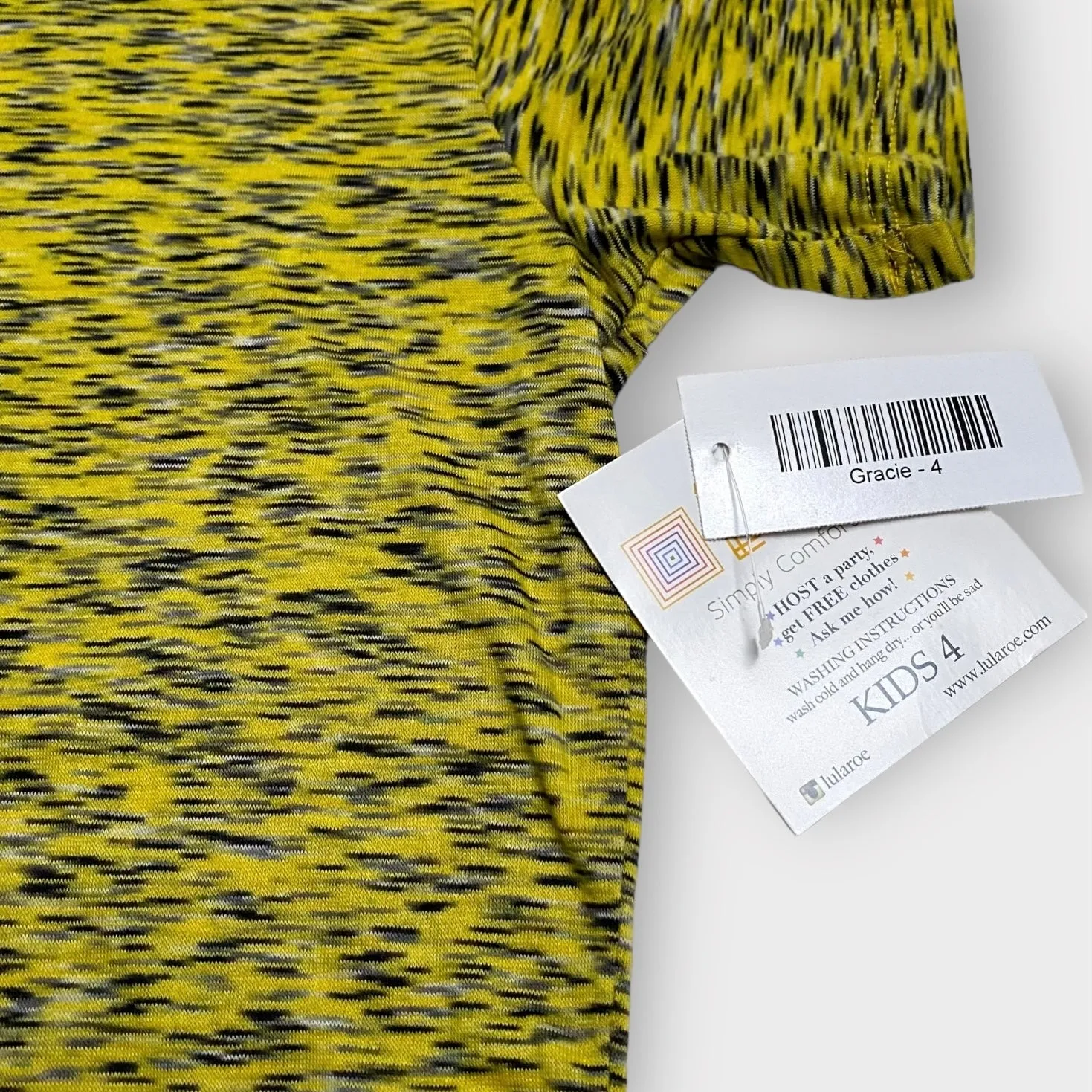 Girls | Lularoe Gracie Top | 4 (3-4) | Yellow/Black Heathered | NWT