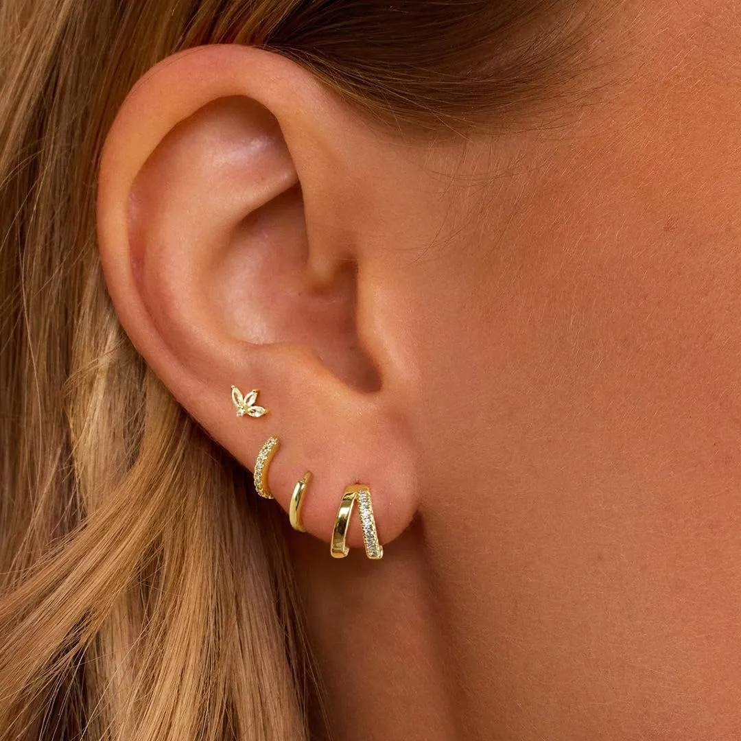Gold Hoop Earrings Set for Women Trendy,14K Gold/Sterling Silver Plated Hypoallergenic Stud Earrings Set Cartilage Earrings for Multiple Piercing for Women Gold/Sliver Jewelry Gift for Mom