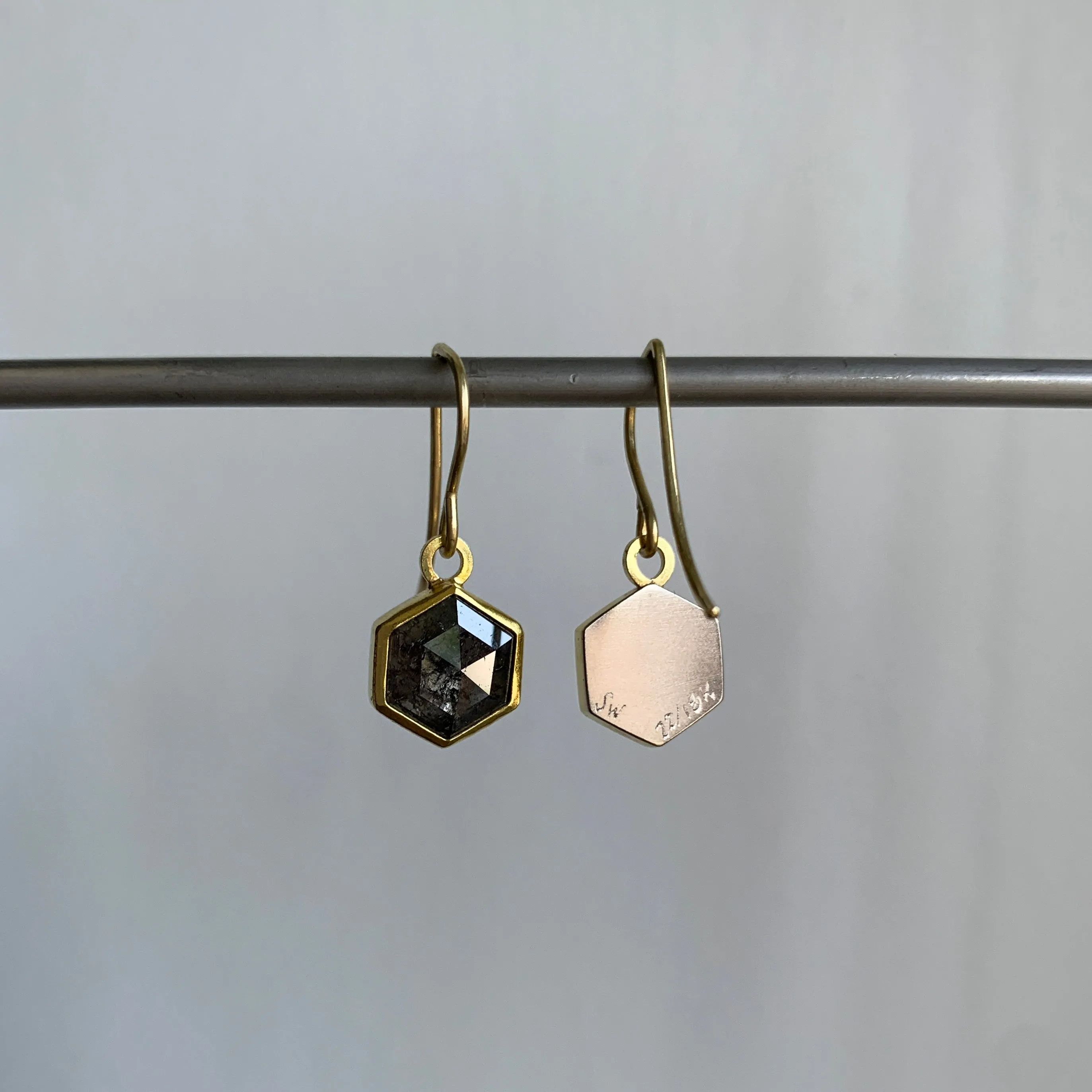 Gray Diamond Hexagon Earrings