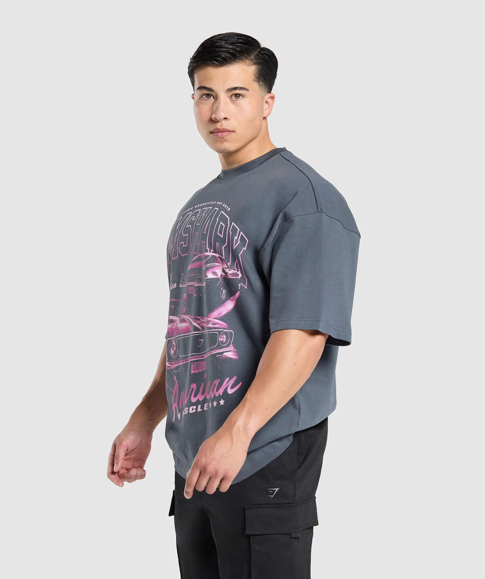 Extreme Oversized Gymshark T-Shirt in Titanium Blue - American Muscle Style