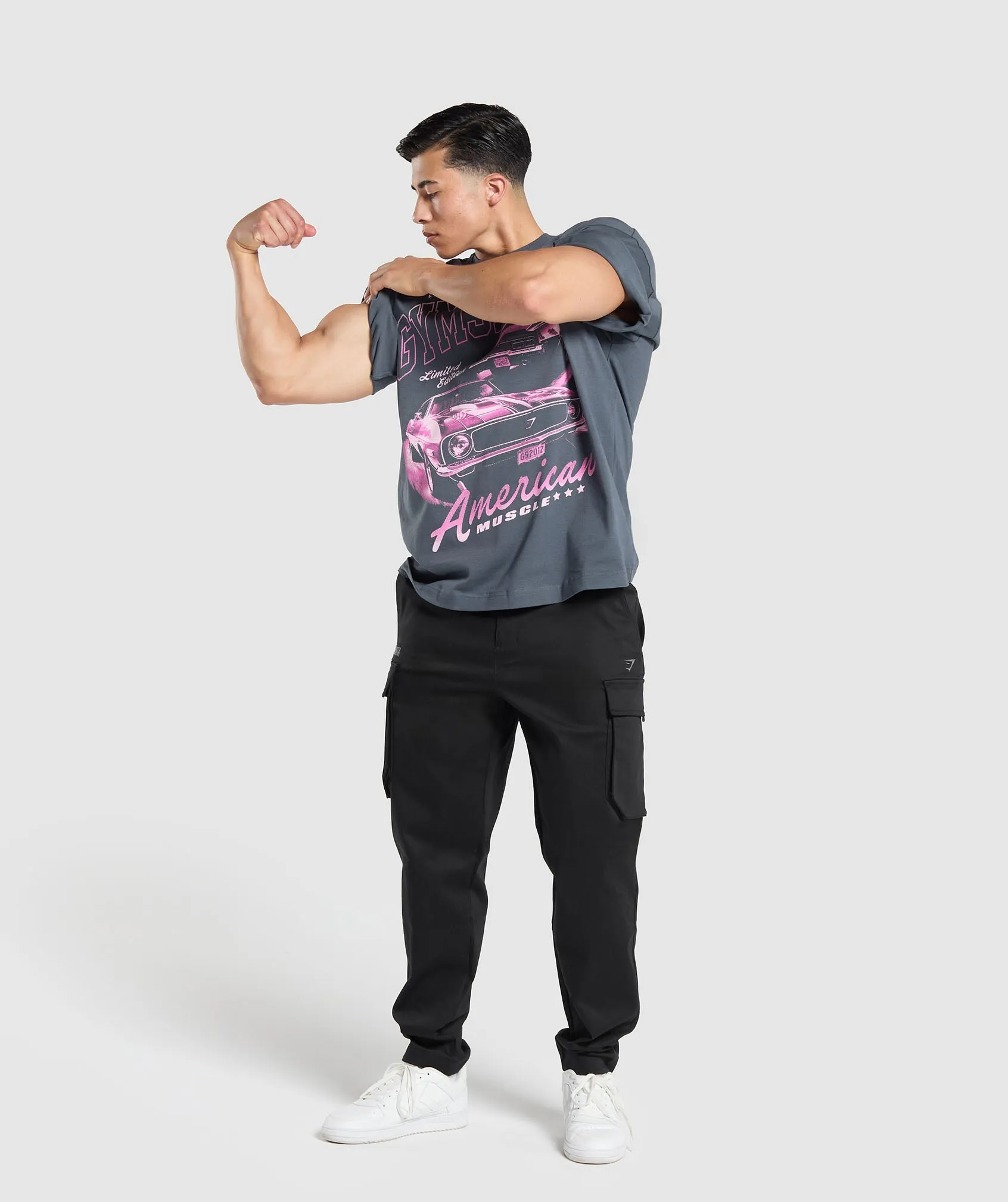 Extreme Oversized Gymshark T-Shirt in Titanium Blue - American Muscle Style