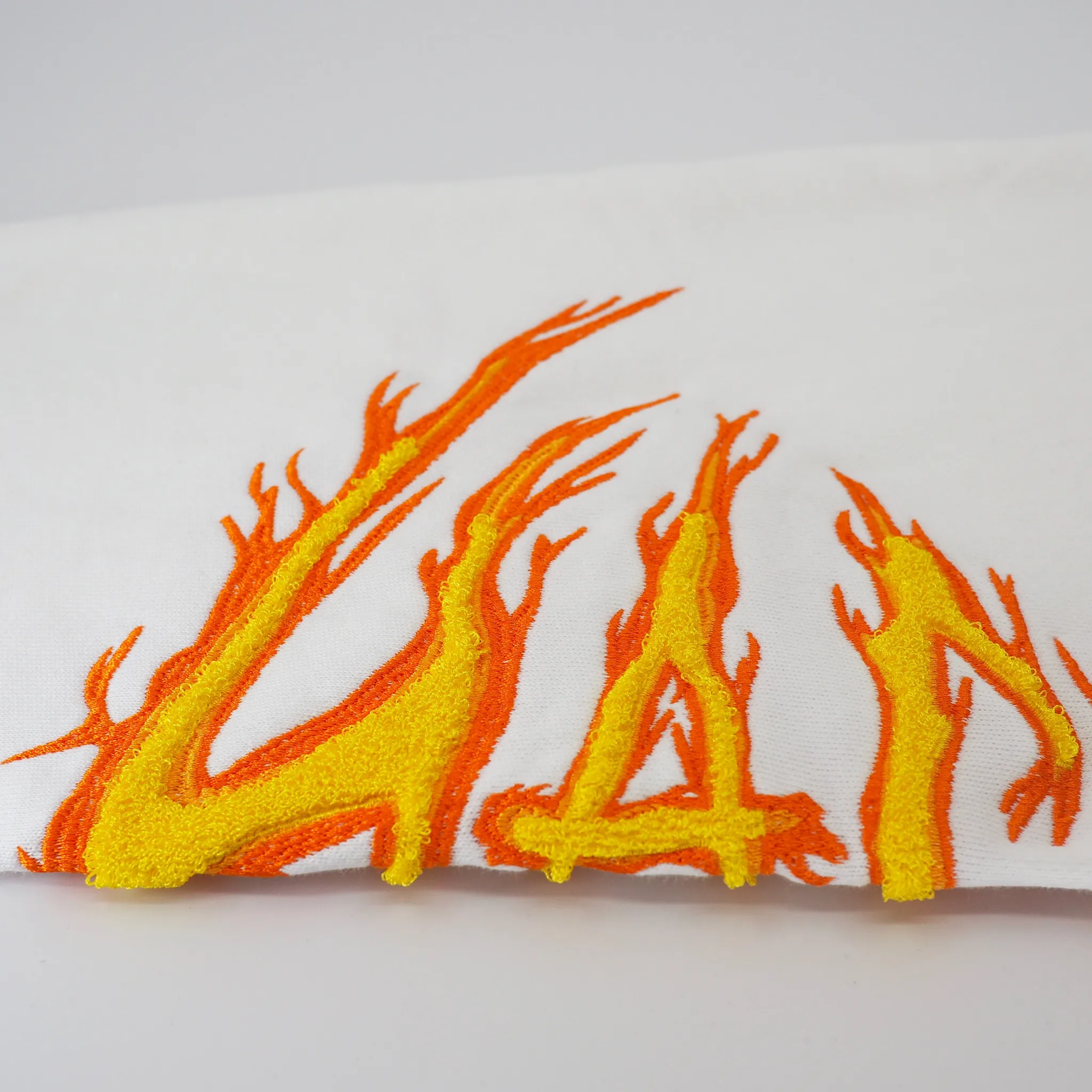 Premium Off-White Hooded Sweatshirt with Fire Graphic