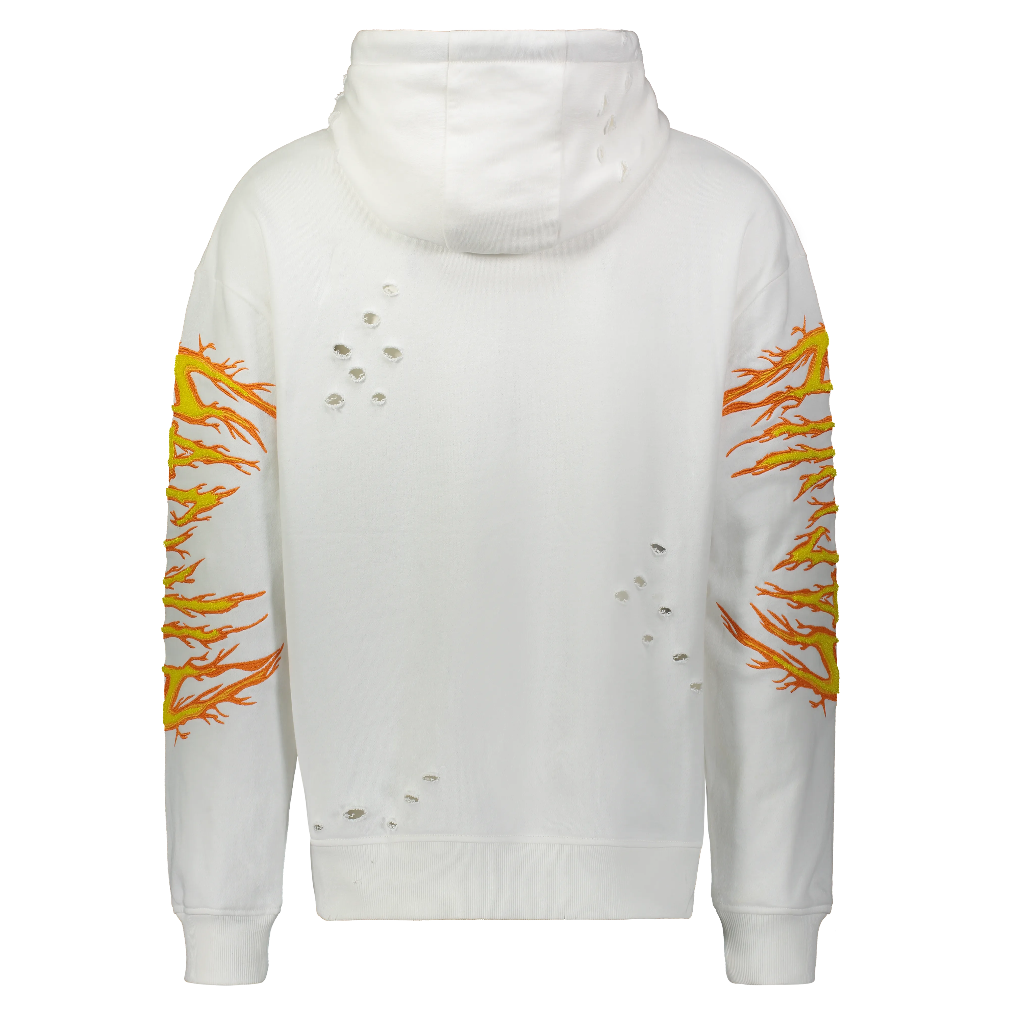 Premium Off-White Hooded Sweatshirt with Fire Graphic
