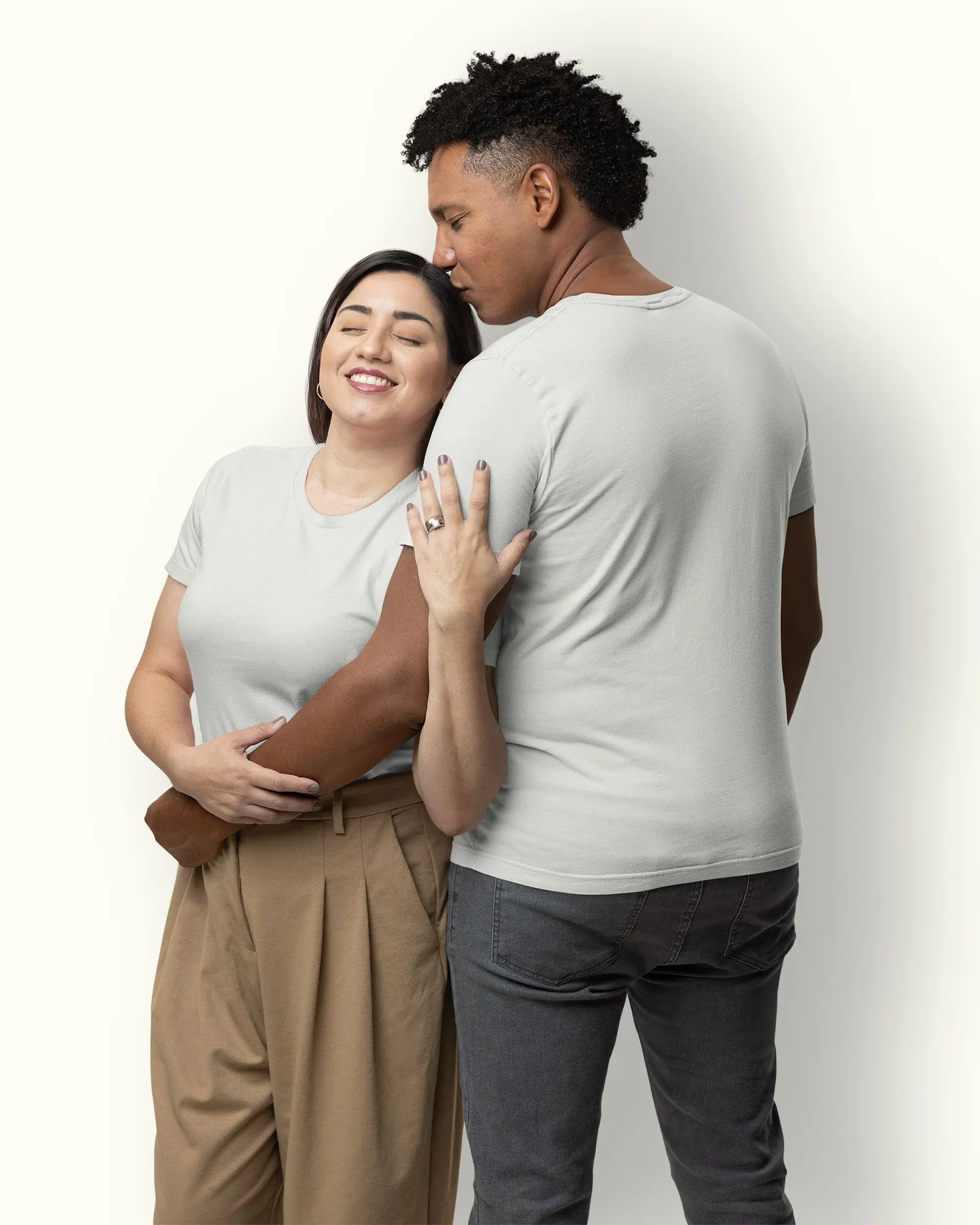 Half Sleeves Crew Neck: Eggshell