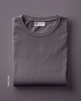 Half Sleeves Crew Neck: Steel Grey