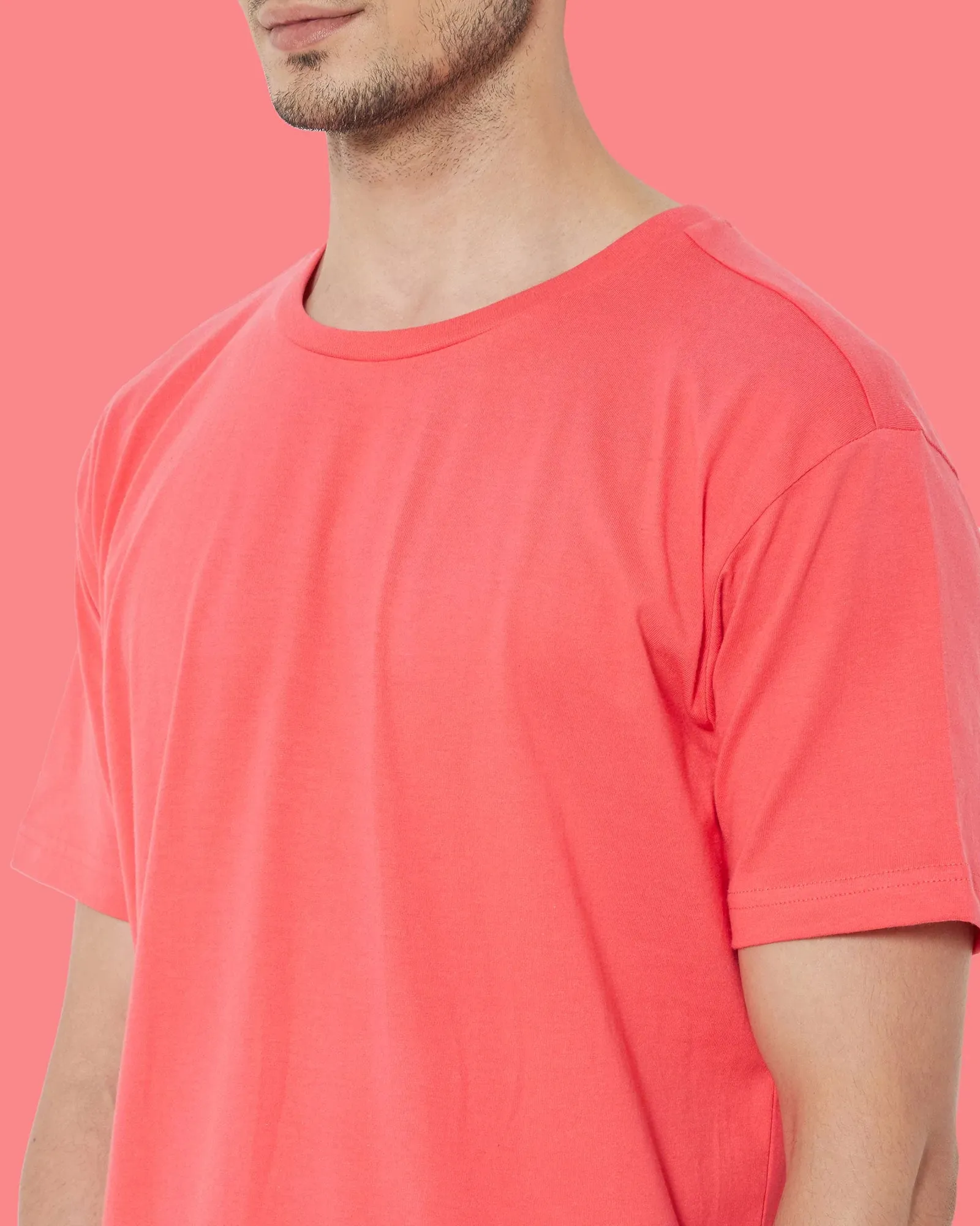 Half Sleeves Crew Neck: Vermillion