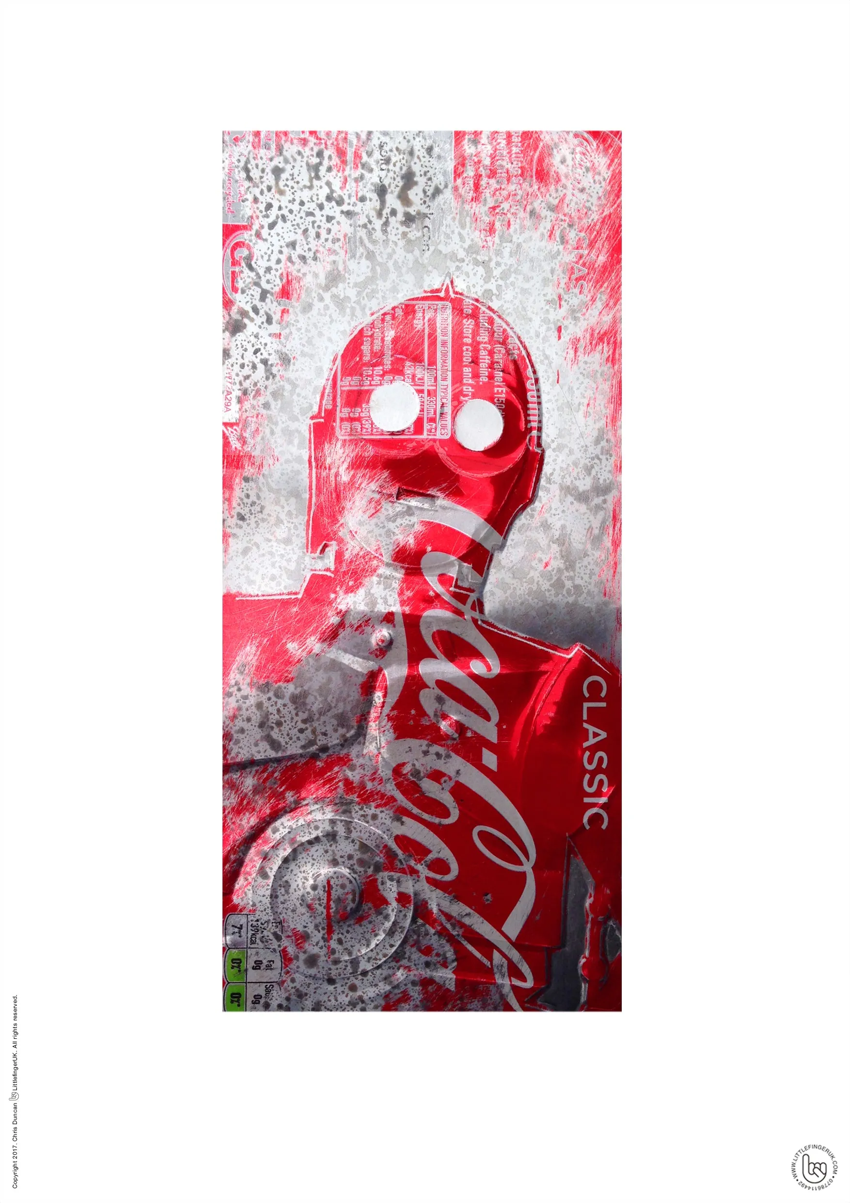 Hand Signed Print by Chris Duncan, C3PO on COKE Can