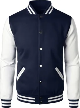 HOOD CREW Mans Varsity Baseball Jacket Cotton Blend Letterman Jackets