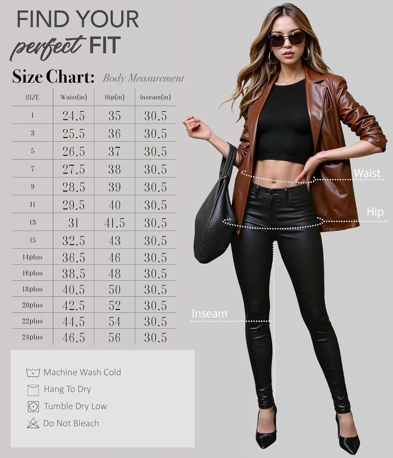 Hybrid & Company Womens Skinny Stretch Fashion Casual Coated Pants