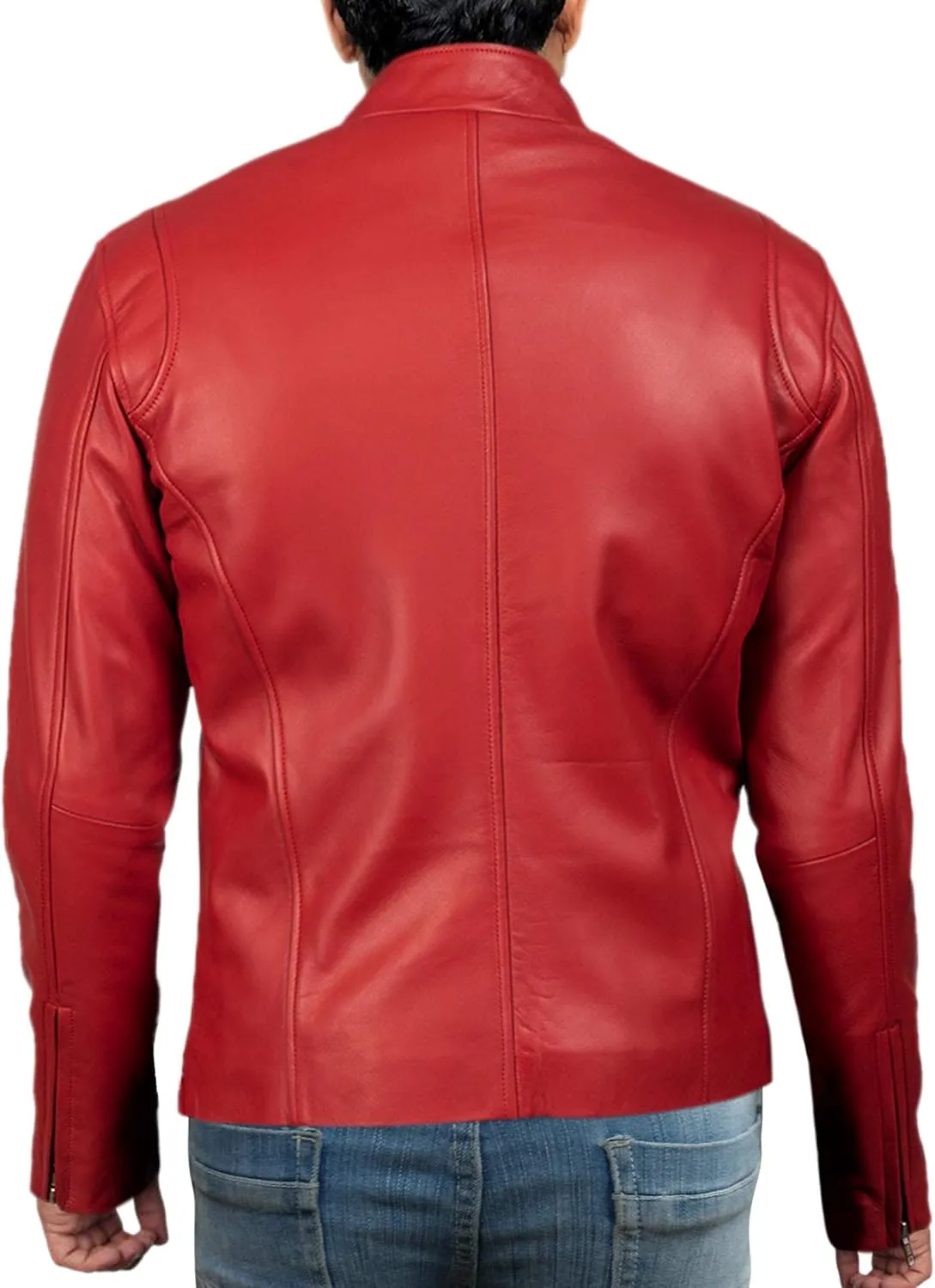 Ionic Red Leather Biker Jacket  Bold Power, Road-Ready Edge
