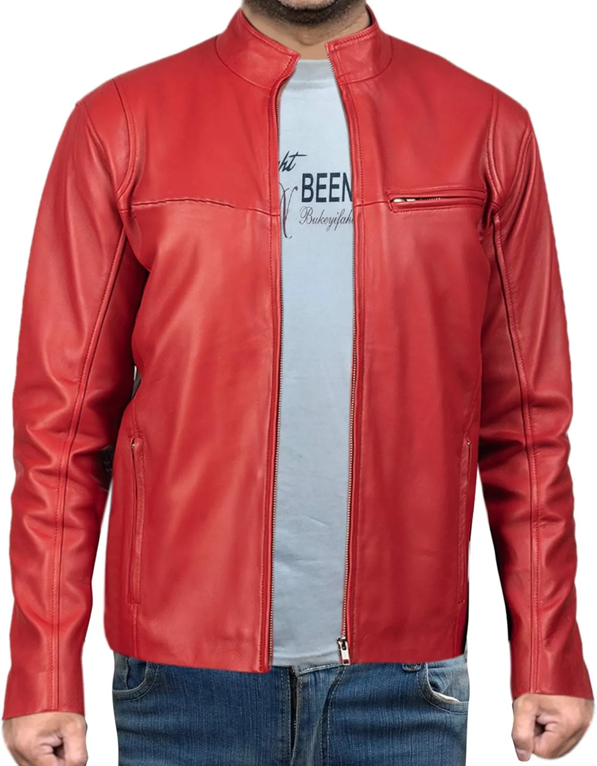 Ionic Red Leather Biker Jacket  Bold Power, Road-Ready Edge