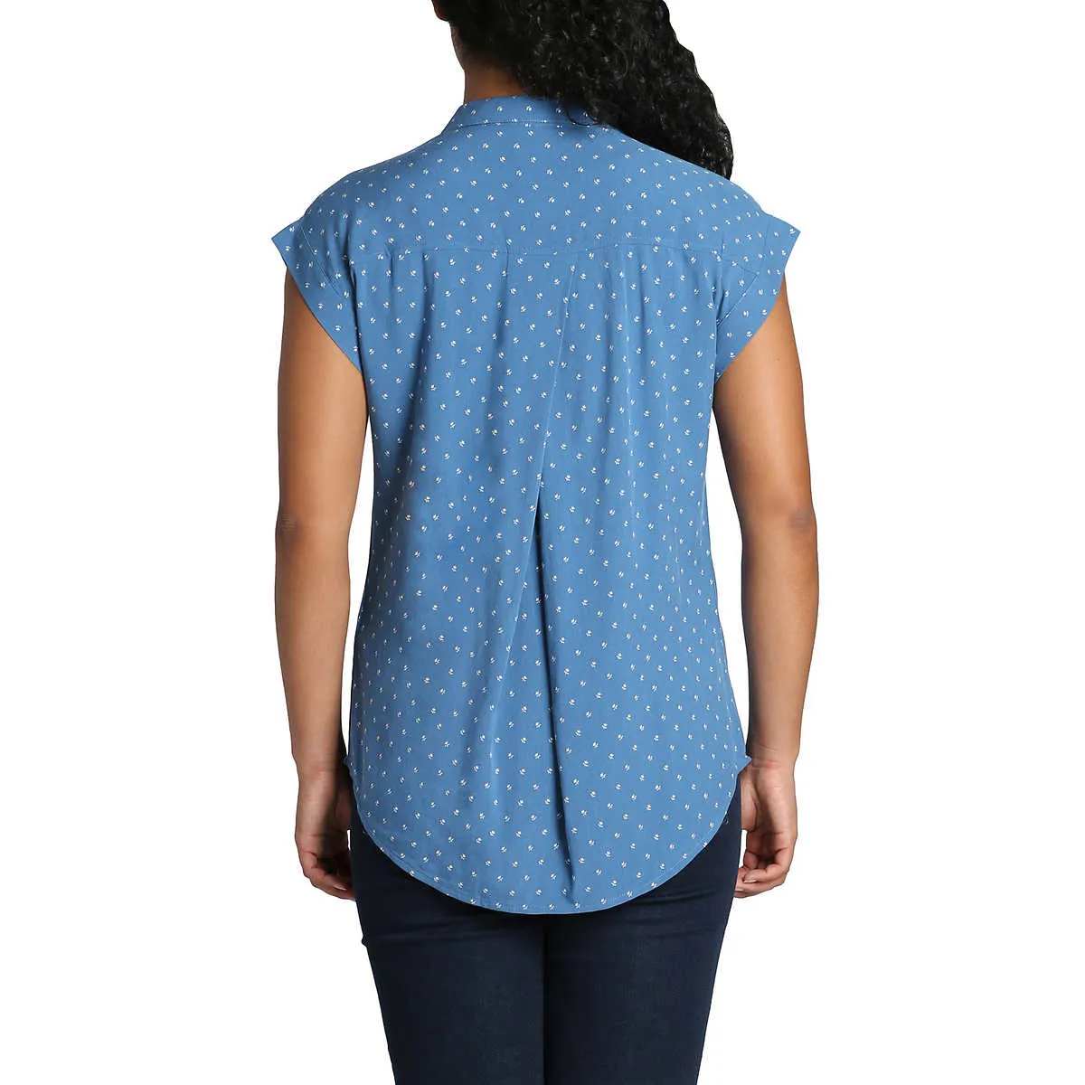 Jachs Girlfriend Women's V-Neck Collar Short Sleeve Button Down Top Blouse