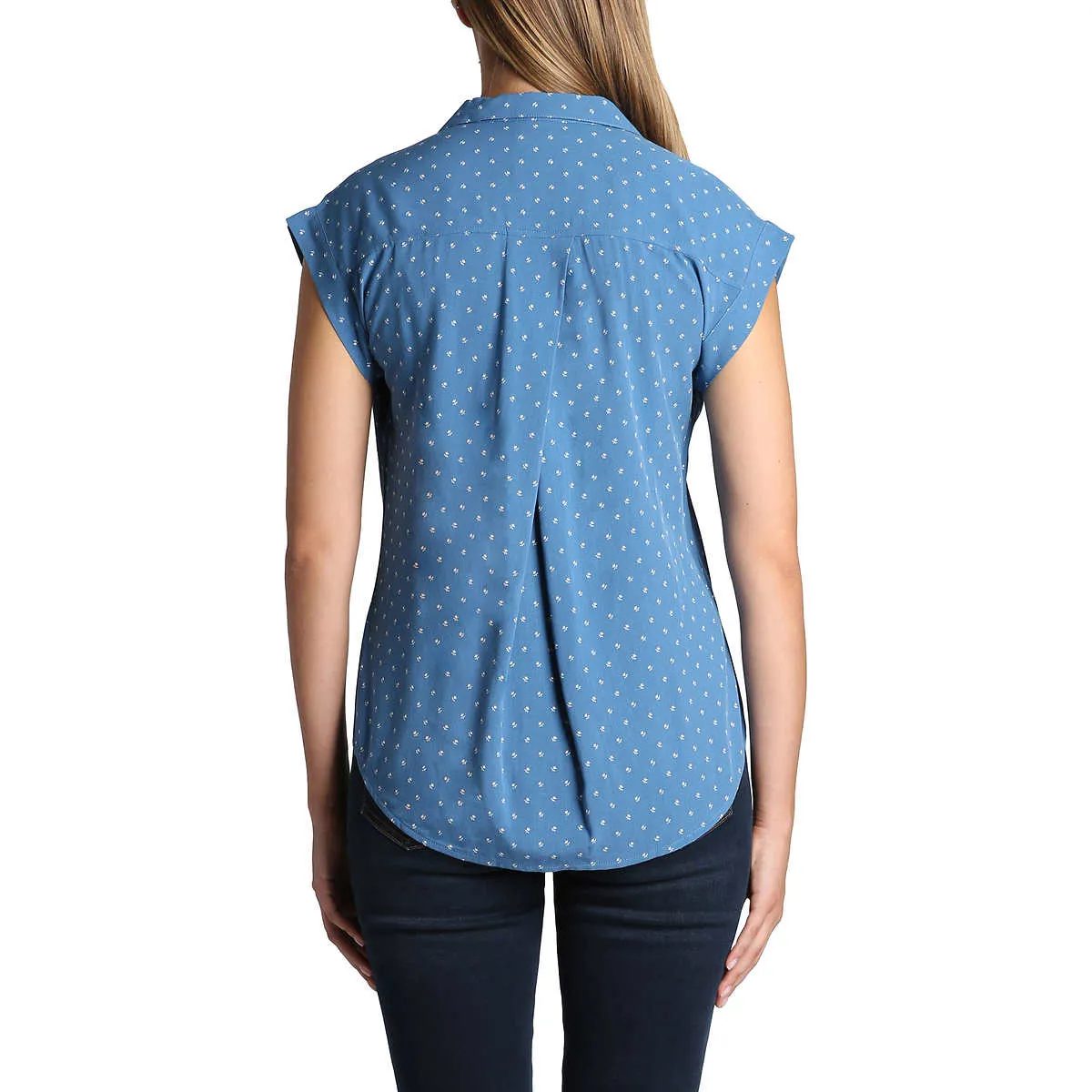 Jachs Girlfriend Women's V-Neck Collar Short Sleeve Button Down Top Blouse