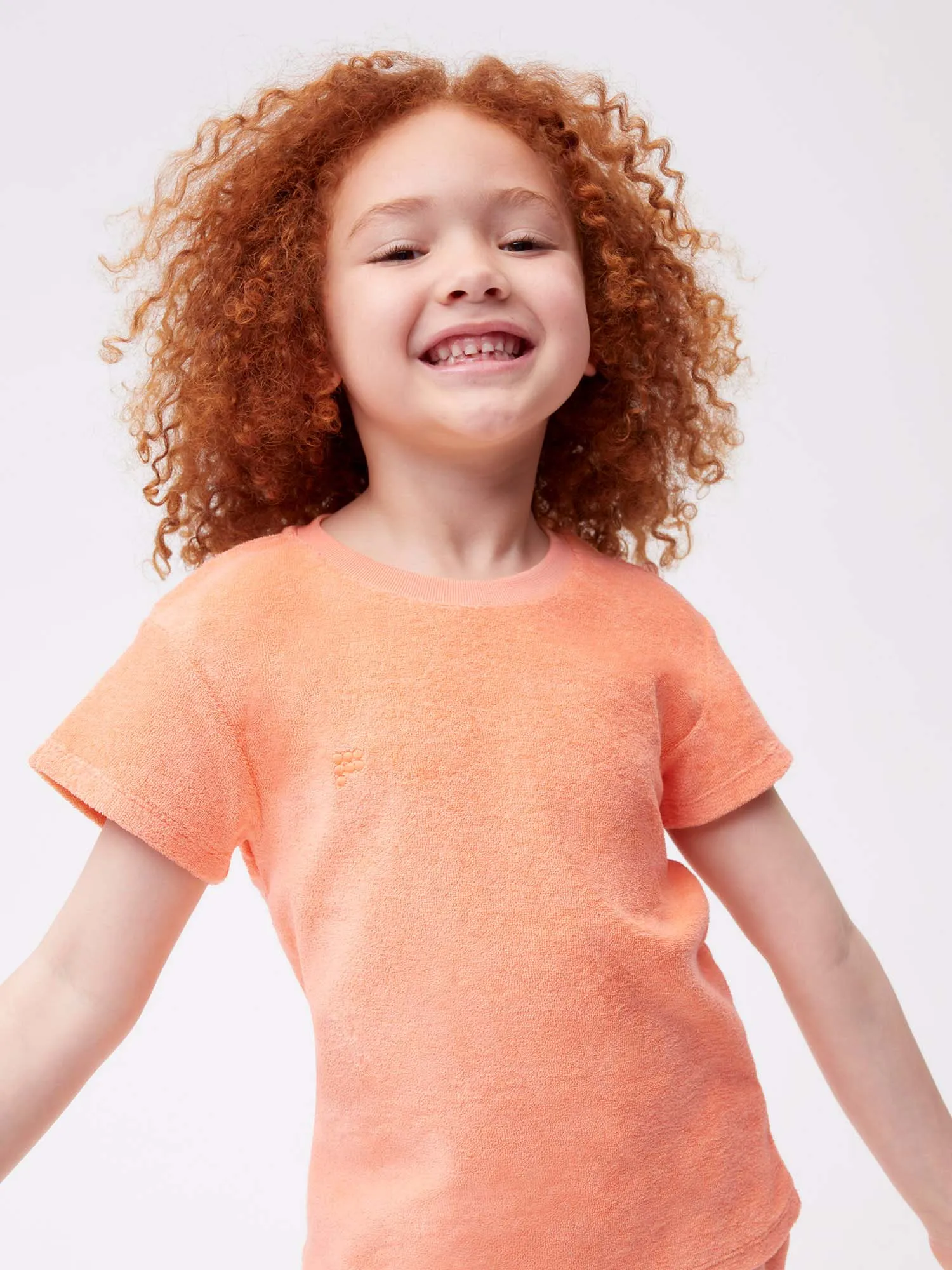 Kids Towelling T-shirt—peach perfect
