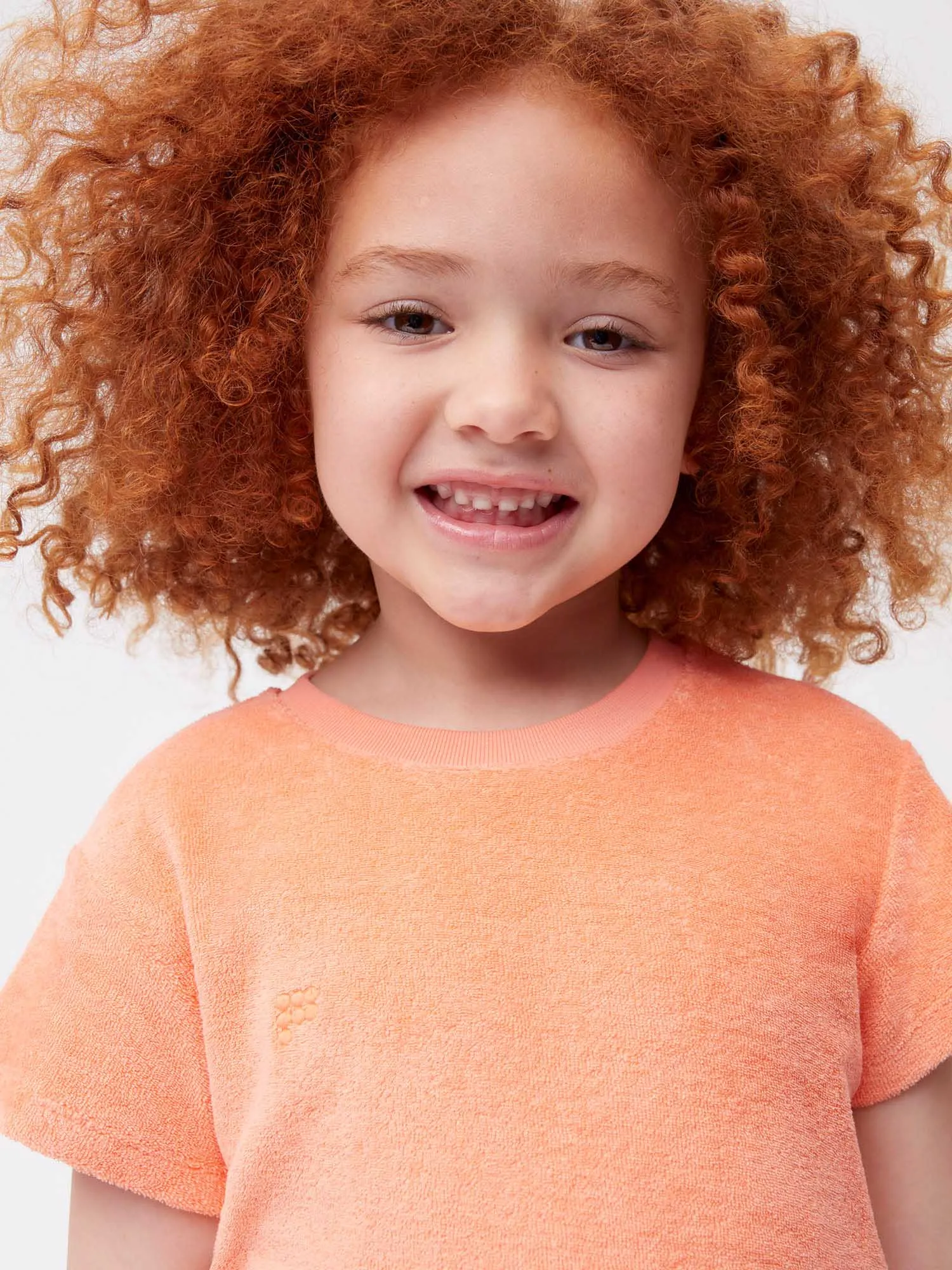 Kids Towelling T-shirt—peach perfect