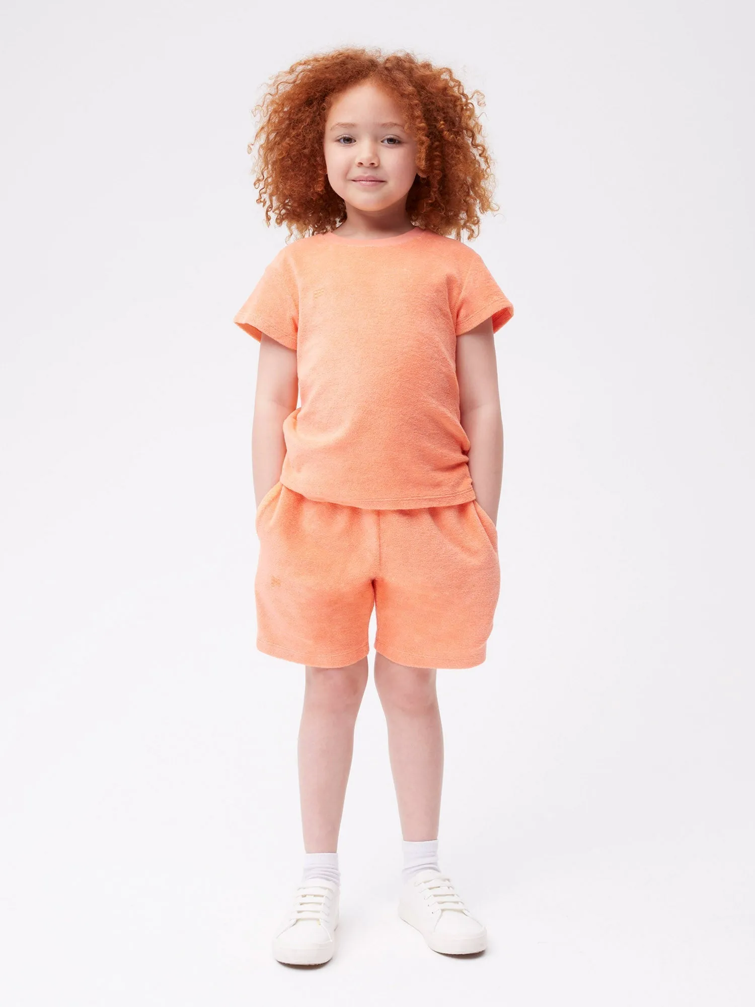 Kids Towelling T-shirt—peach perfect