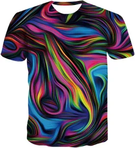KYKU Colorful T-Shirts for Men 3D Printed Neon Abstract Tee Short Sleeve T Shirt