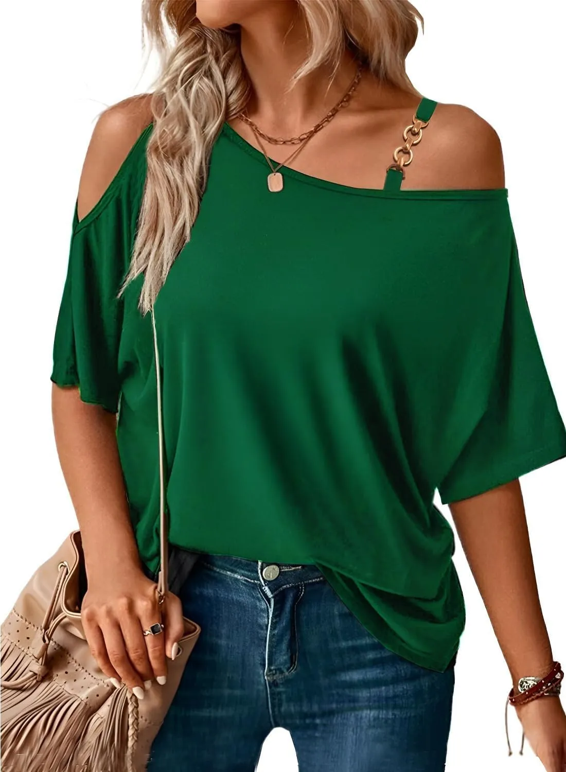 LEIYEE Womens Summer Black Cold Off Shoulder Tops 2025 Sexy Casual Cute Short Sleeve Loose Fit T Shirts Blouse