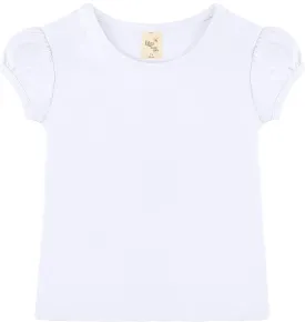 Lilax Girls' Basic Short Puff Sleeve Round Neck Cotton T-Shirt