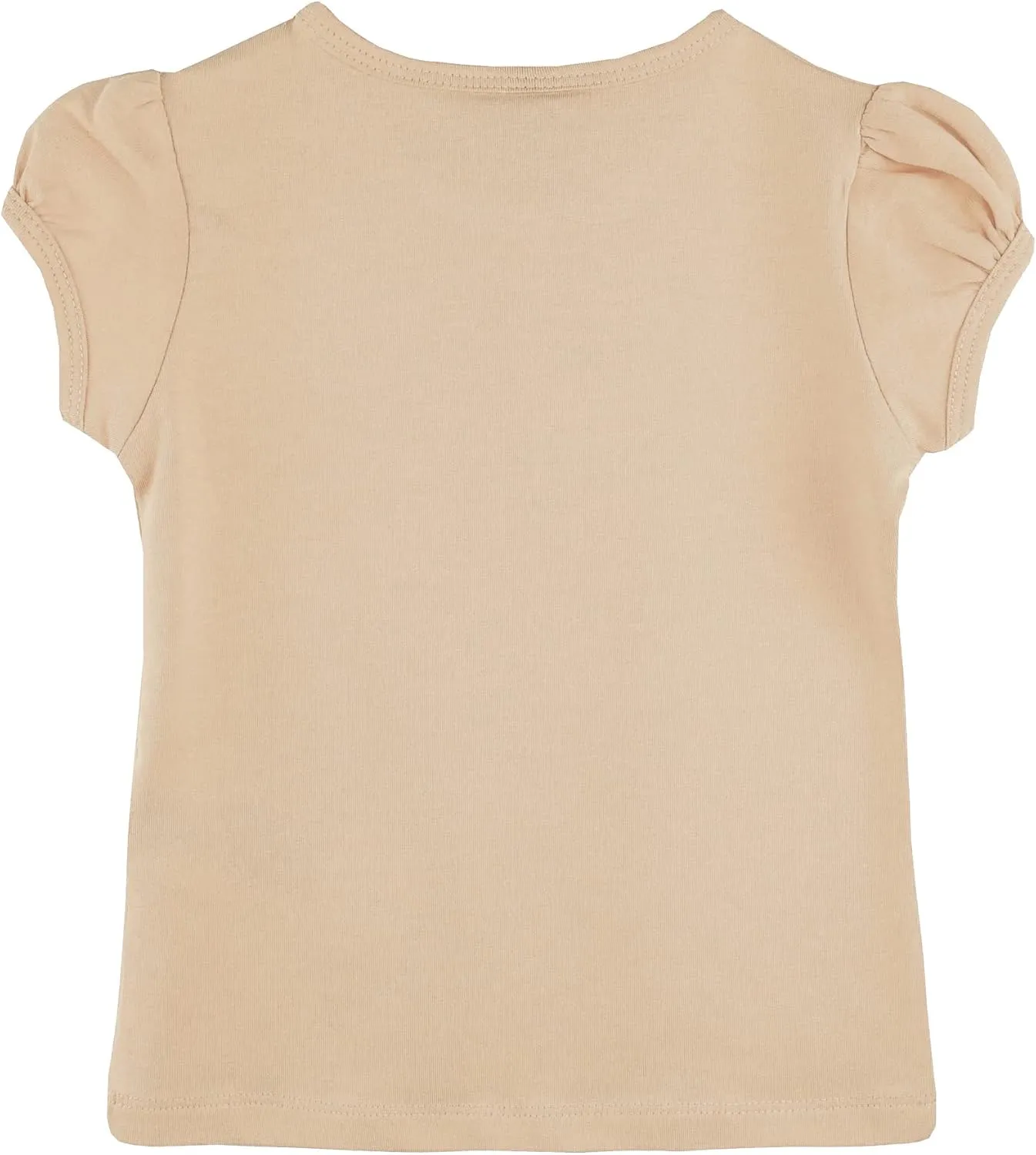 Lilax Girls' Basic Short Puff Sleeve Round Neck Cotton T-Shirt