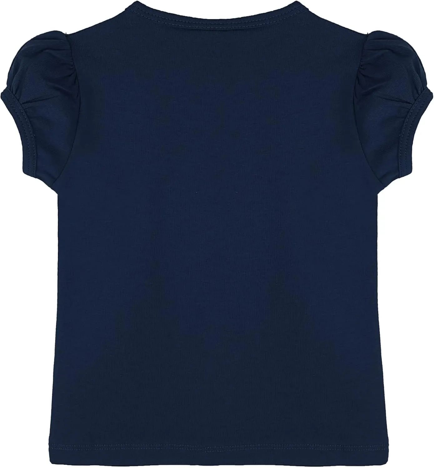 Lilax Girls' Basic Short Puff Sleeve Round Neck Cotton T-Shirt