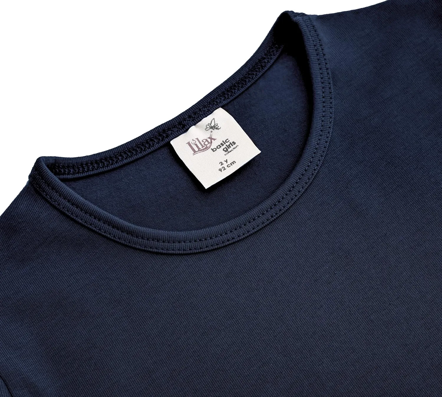 Lilax Girls' Basic Short Puff Sleeve Round Neck Cotton T-Shirt