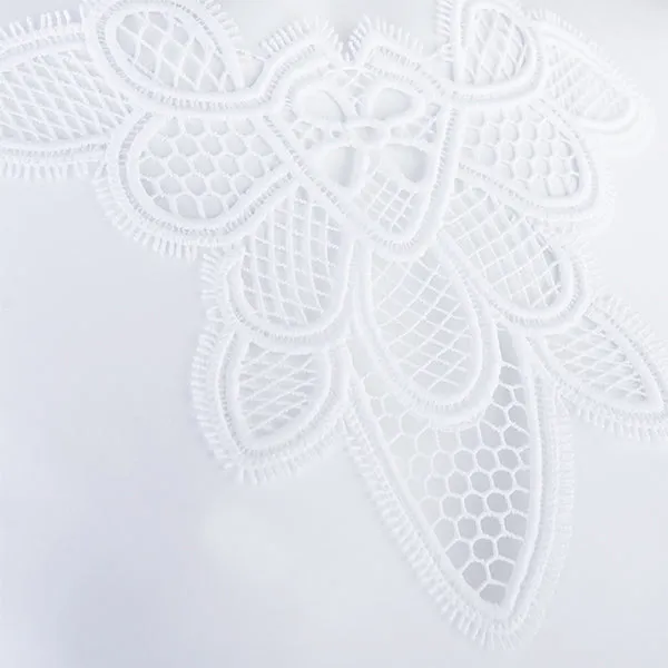 Macrame Lace Insert Tee, 3/4 Sleeve in White