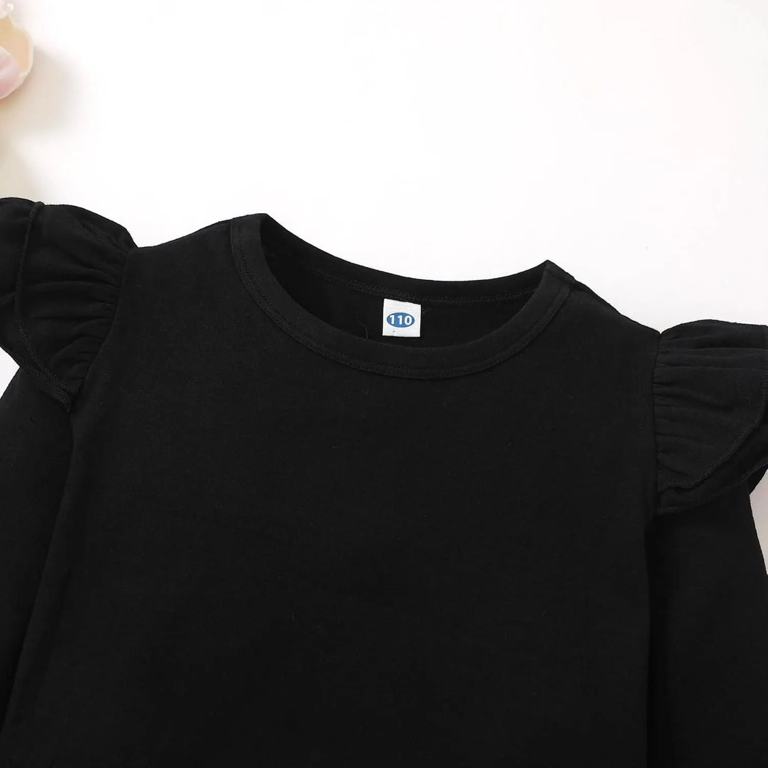 Magic Park 12M-7Y Baby Girl Blouse Toddler Ruffle T-Shirts Kids Girl Solid Color Tee Casual Tops for Girls