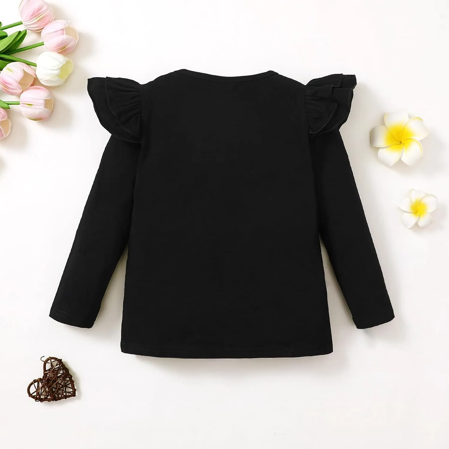 Magic Park 12M-7Y Baby Girl Blouse Toddler Ruffle T-Shirts Kids Girl Solid Color Tee Casual Tops for Girls
