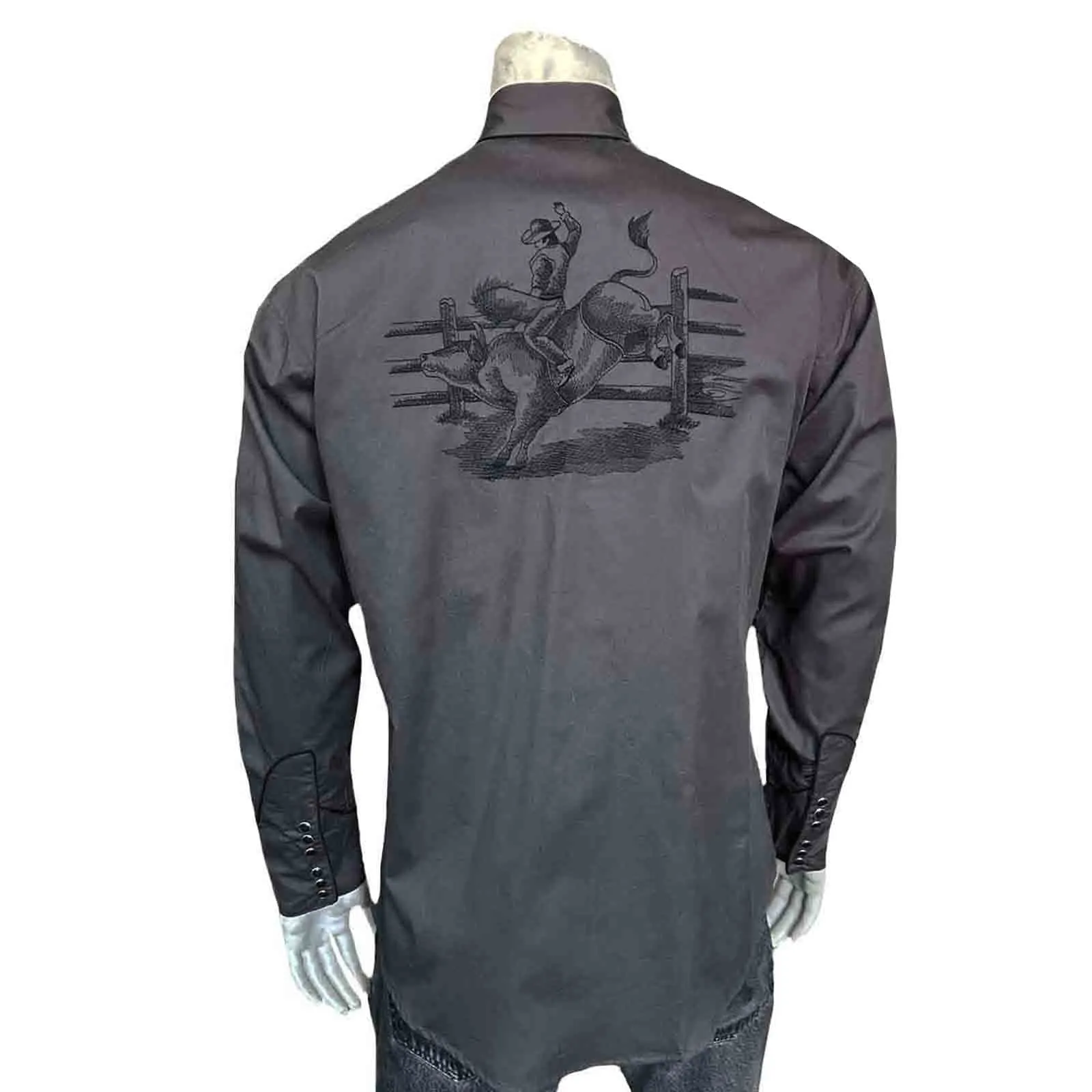 Men's Grey Vintage Bull Rider Embroidery
