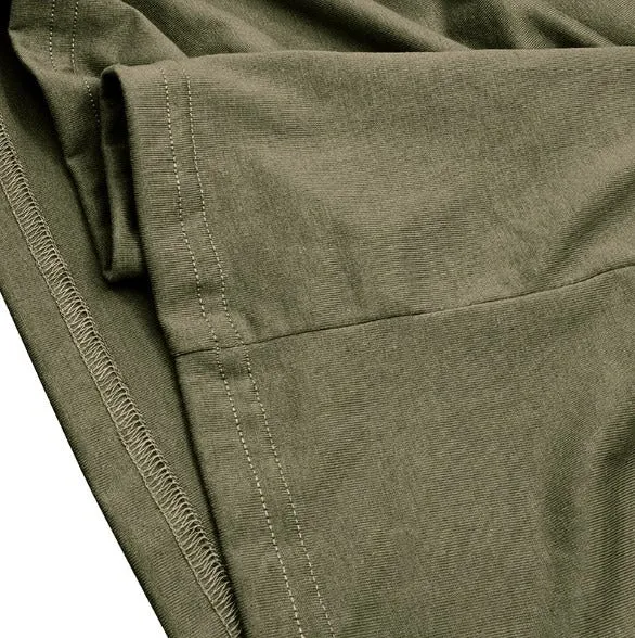 Men's Retro Long-Sleeved T-shirt Open Standing Collar Base Unhooded Shirt | 2379