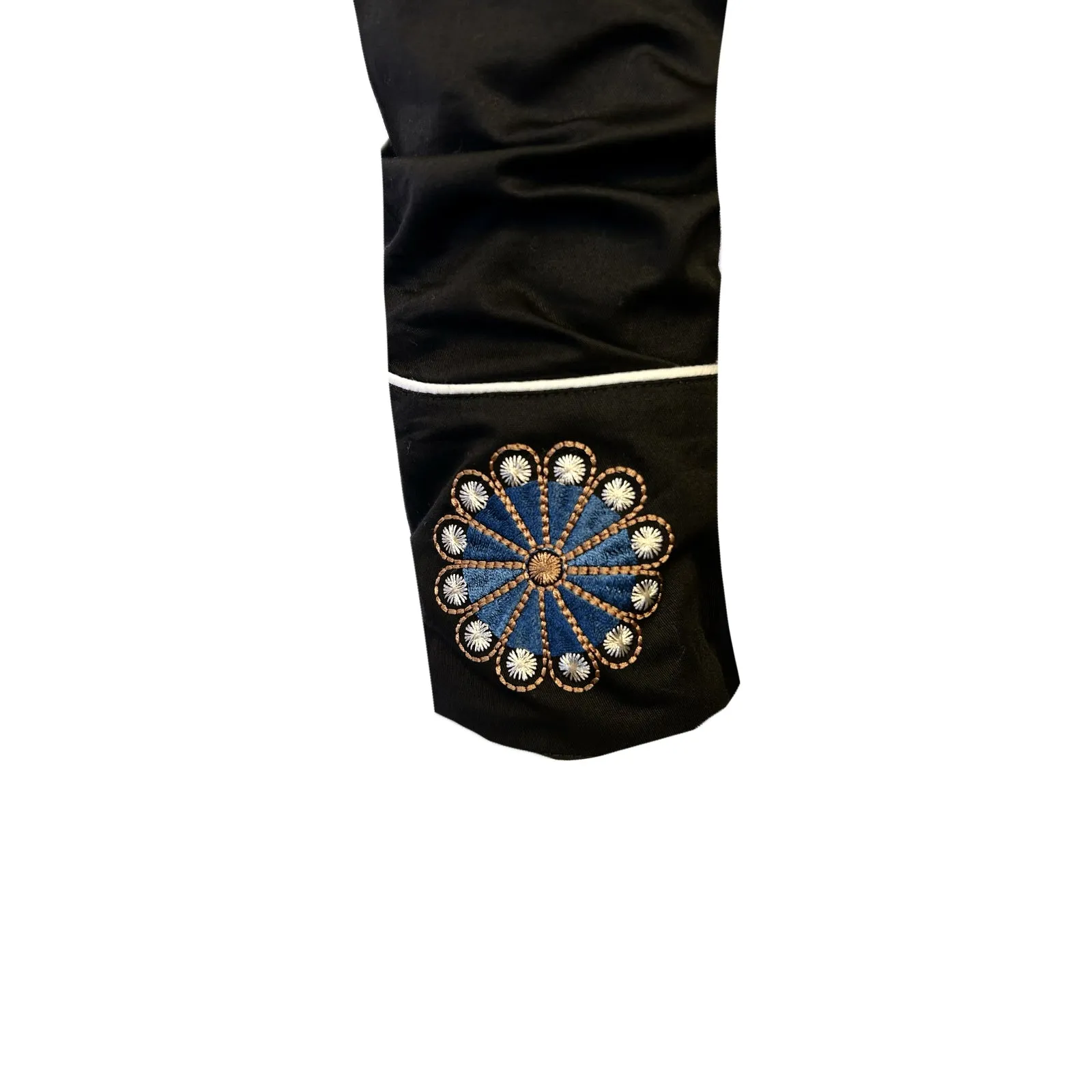 Men's Vintage Black Floral & Stars Embroidery Western Shirt
