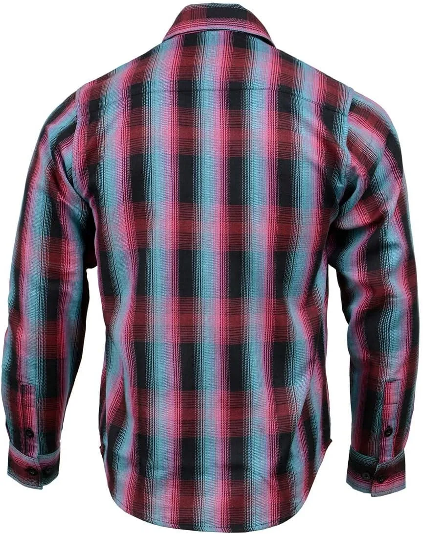 Milwaukee Leather Mens Casual Cotton Flannel Plaid Long Sleeve Button Down Cotton Shirts