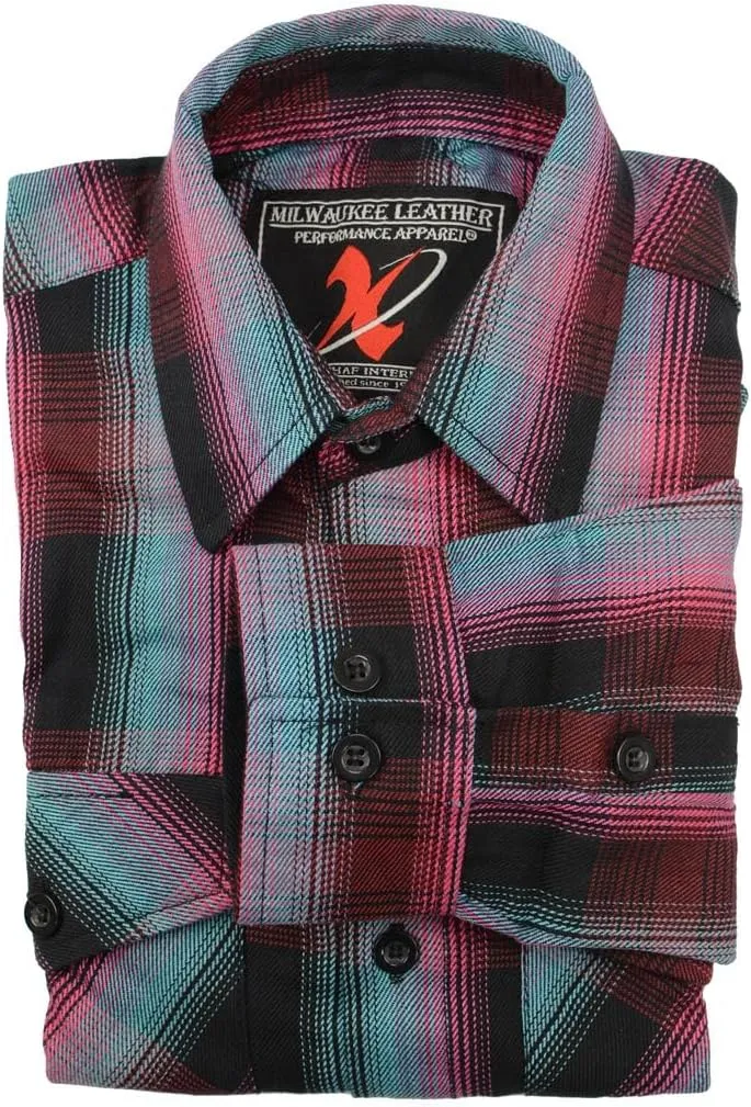 Milwaukee Leather Mens Casual Cotton Flannel Plaid Long Sleeve Button Down Cotton Shirts