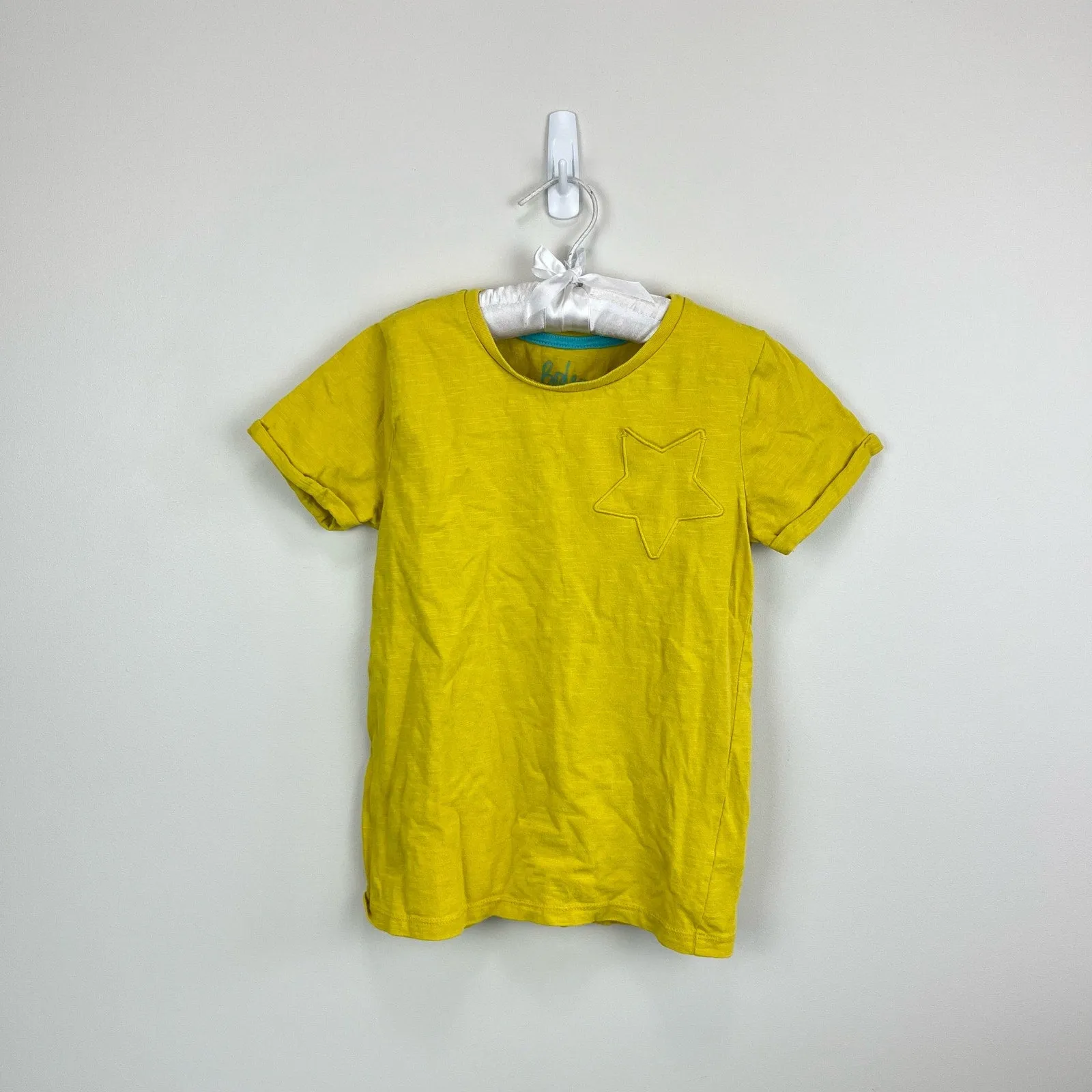 Mini Boden Star Pocket Slub Tee Yellow 7-8