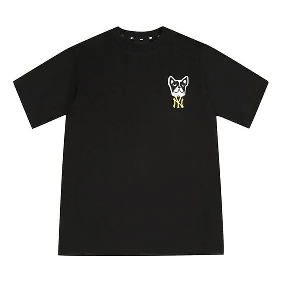 MLB New York Yankees Basic Embroidered Puppy Short Sleeve Unisex T-Shirt Black