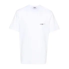 MSGM Embroidered Logo White T-Shirt