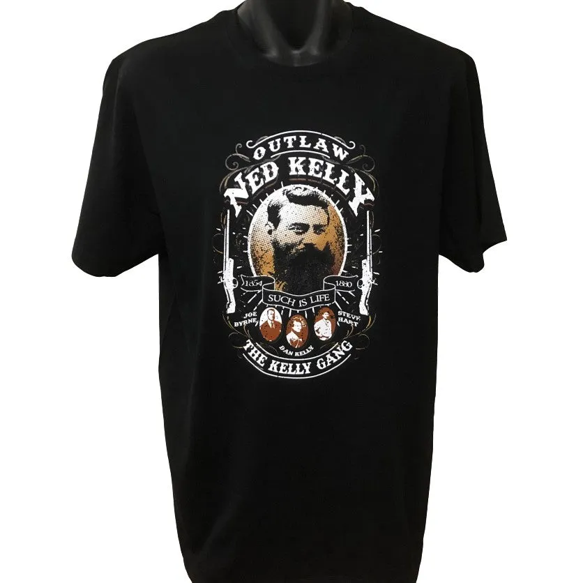 Ned Kelly Outlaw Gang Adults T-Shirt (Black)
