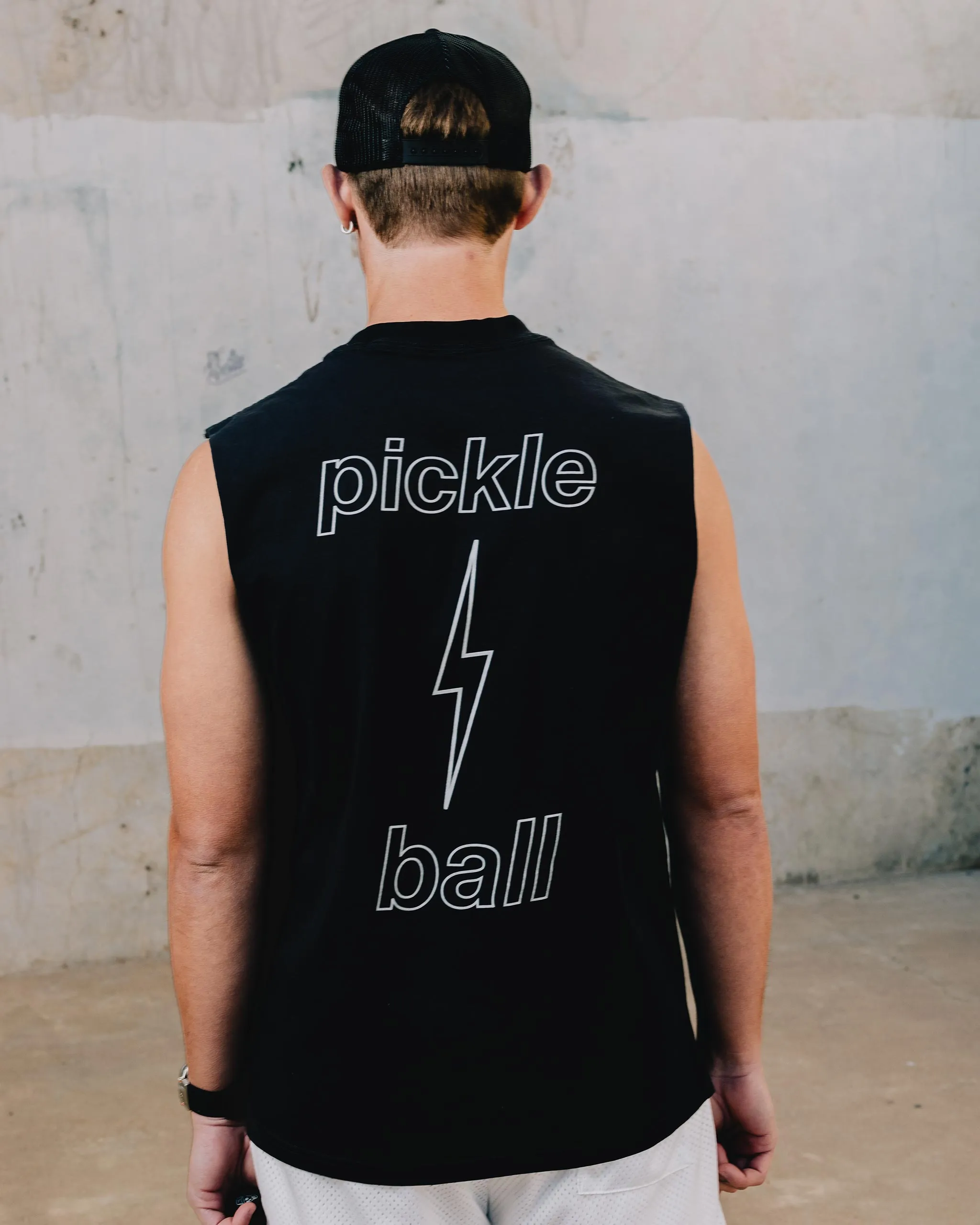 Pickleball Bolt Tank - Faded Black