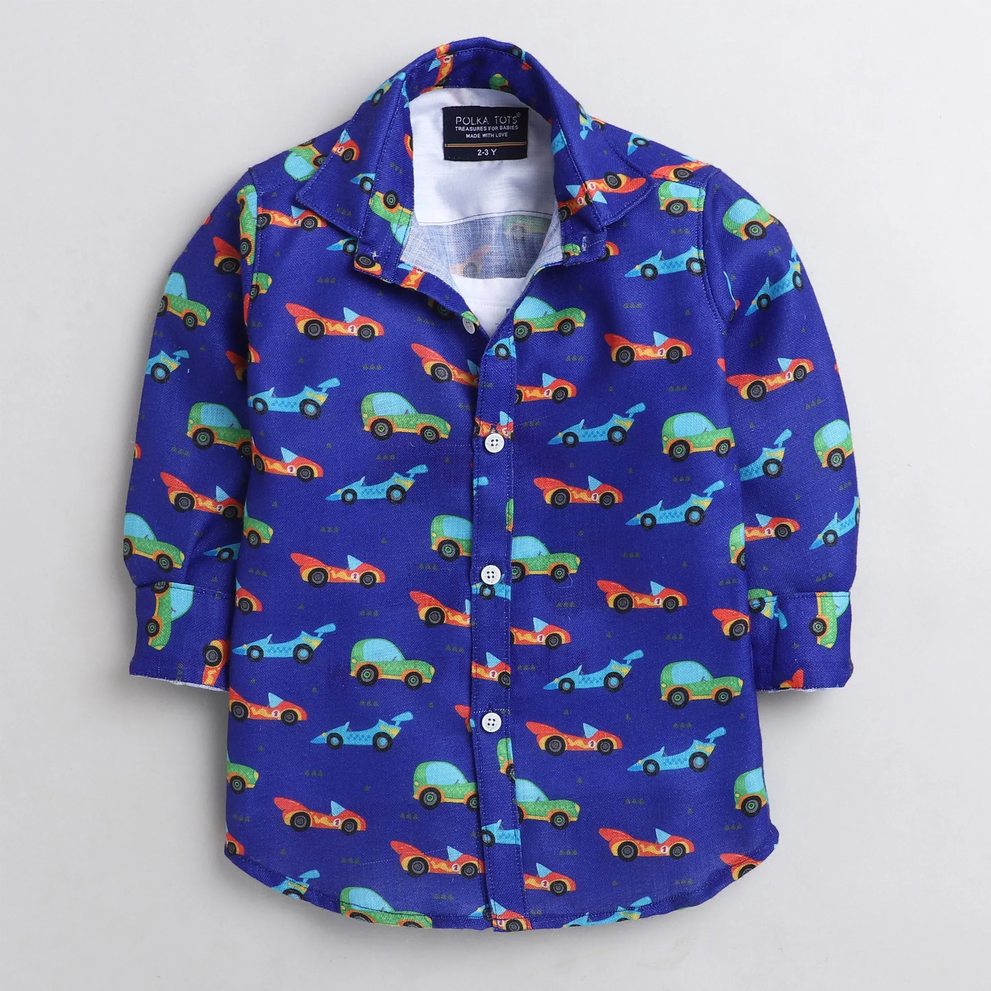 Polka Tots Car vroom Tshirt shirt - Blue