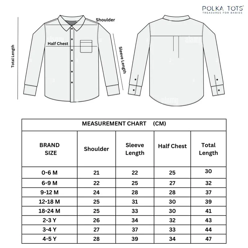 Polka Tots Full Sleeve Shirt Hippopotamus Thread Embroidery - Blue