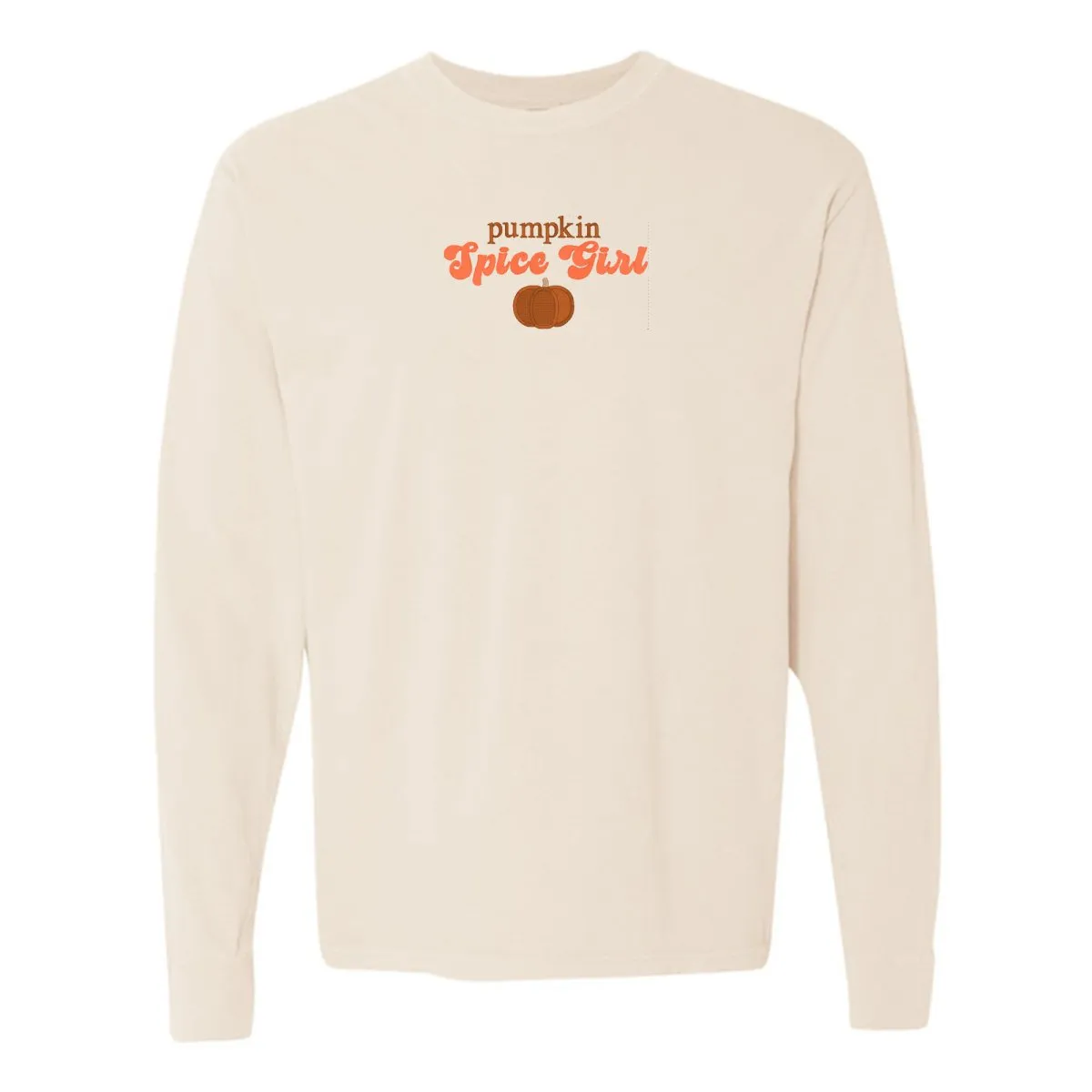 'Pumpkin Spice Girl' Embroidered Long Sleeve T-Shirt