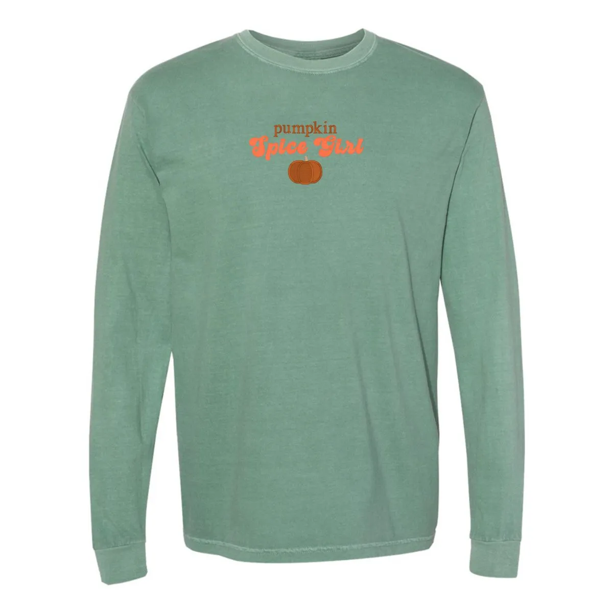 'Pumpkin Spice Girl' Embroidered Long Sleeve T-Shirt