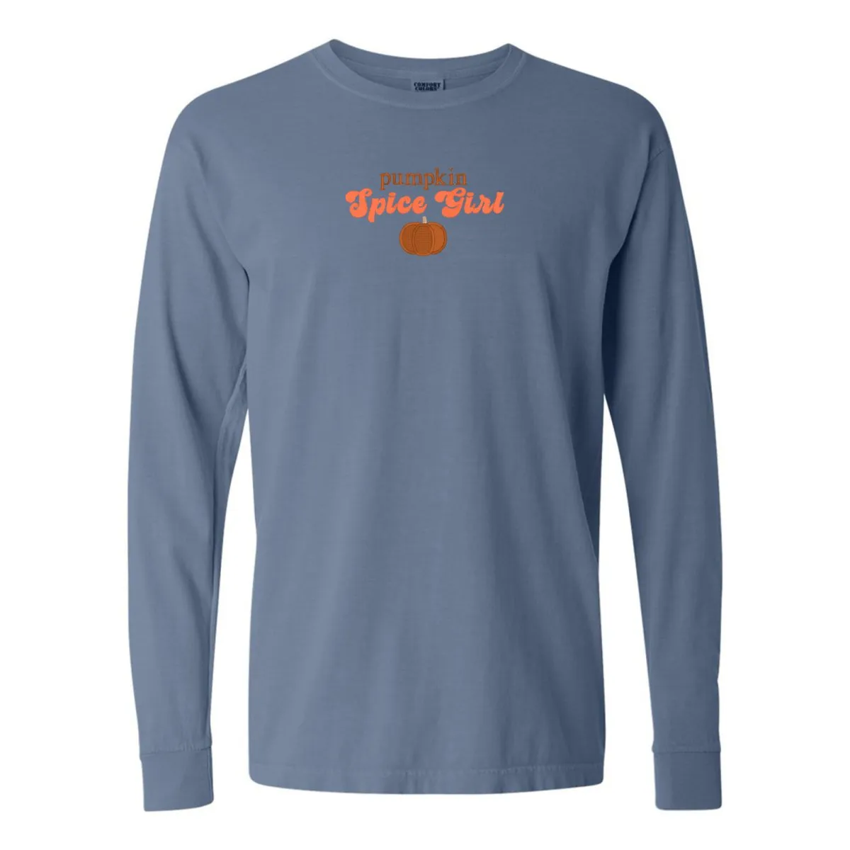 'Pumpkin Spice Girl' Embroidered Long Sleeve T-Shirt