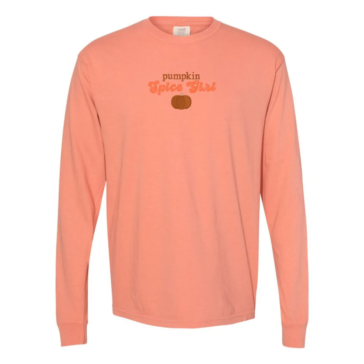 'Pumpkin Spice Girl' Embroidered Long Sleeve T-Shirt