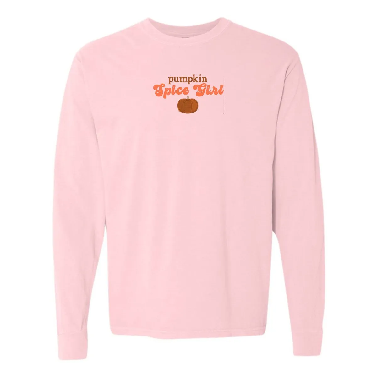 'Pumpkin Spice Girl' Embroidered Long Sleeve T-Shirt
