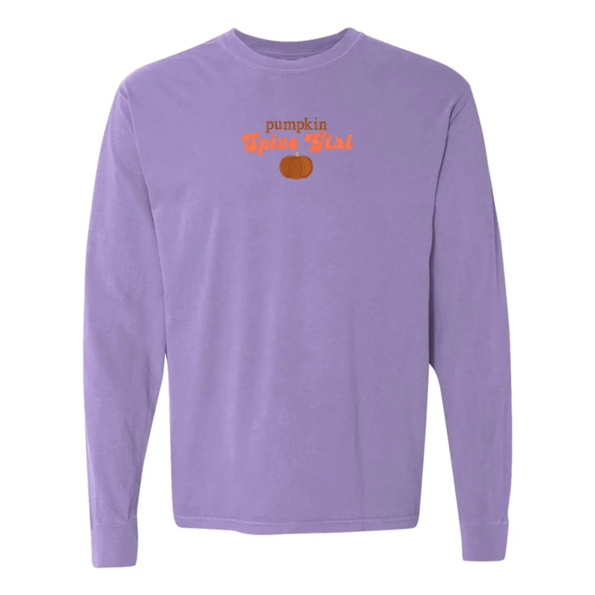 'Pumpkin Spice Girl' Embroidered Long Sleeve T-Shirt
