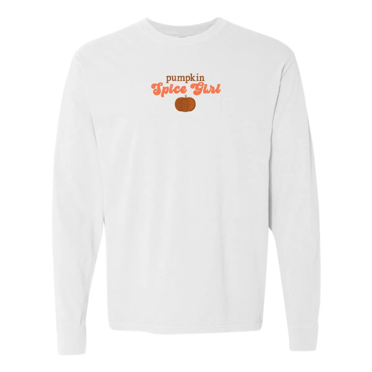 'Pumpkin Spice Girl' Embroidered Long Sleeve T-Shirt